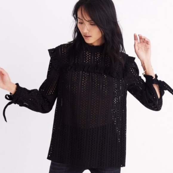 Black eyelet blouse Clearance